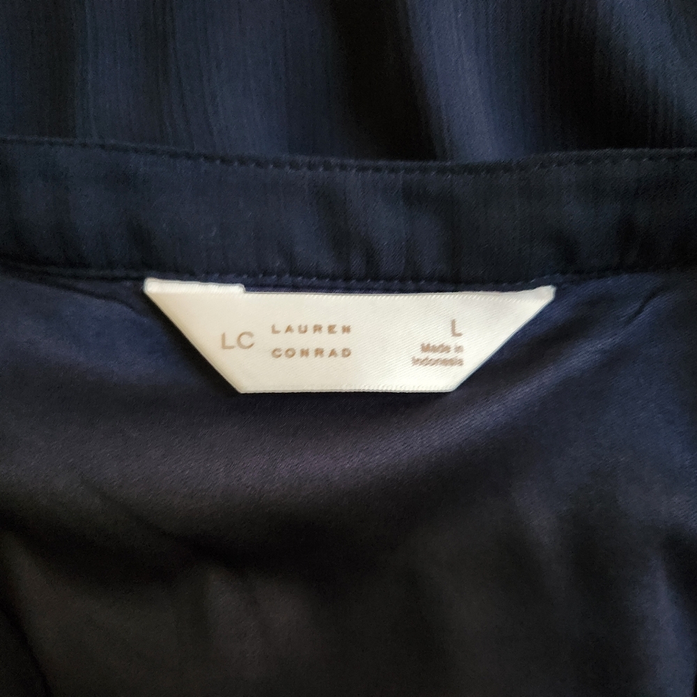 LC Lauren Conrad Navy Blue Sheer Blouse - Picture 3 of 3